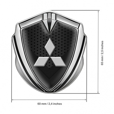 Mitsubishi Emblem Trunk Badge Silver Dark Mesh Elements Clean Logo