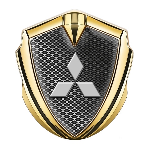 Mitsubishi Emblem Self Adhesive Gold Industrial Grate Grey Clean Logo