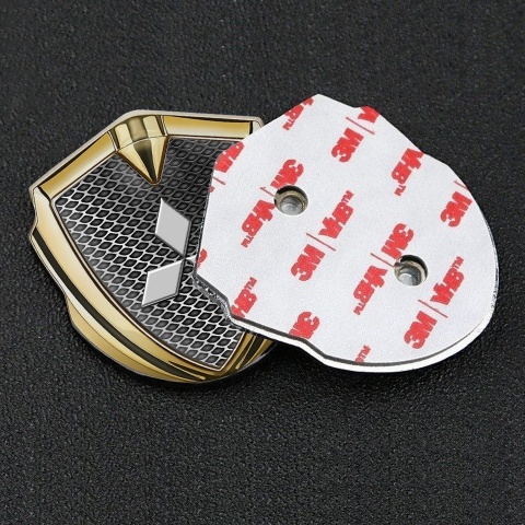 Mitsubishi Emblem Self Adhesive Gold Industrial Grate Grey Clean Logo