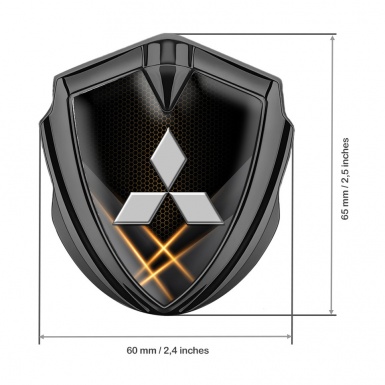 Mitsubishi Bodyside Emblem Badge Graphite Orange Beams Glow Effect