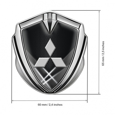 Mitsubishi Trunk Emblem Badge Silver Greyscale Hex Grey Logo