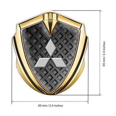 Mitsubishi Bodyside Emblem Self Adhesive Gold Waffle Panel Grey Logo