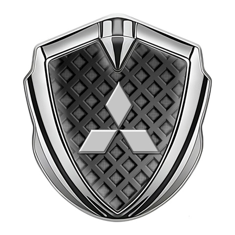 Mitsubishi Bodyside Emblem Self Adhesive Silver Waffle Panel Grey Logo