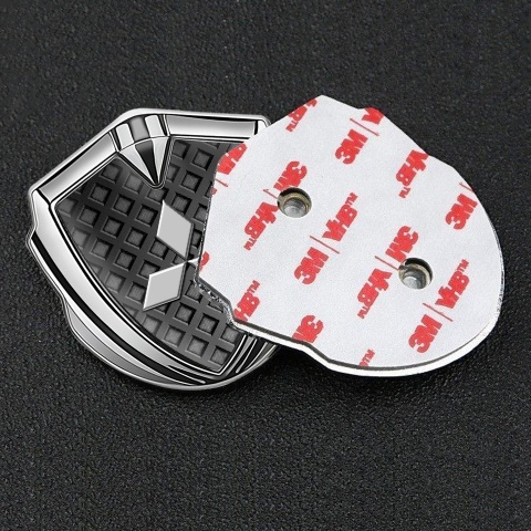 Mitsubishi Bodyside Emblem Self Adhesive Silver Waffle Panel Grey Logo