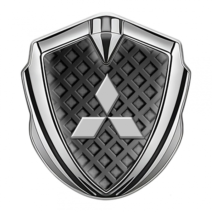 Mitsubishi Bodyside Emblem Self Adhesive Silver Waffle Panel Grey Logo