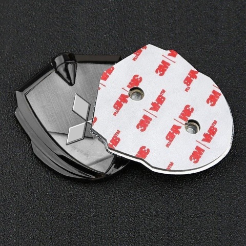 Mitsubishi Metal Emblem Self Adhesive Graphite Stone Pattern Clean Logo