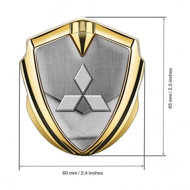 Mitsubishi Metal Emblem Self Adhesive Gold Stone Pattern Clean Logo