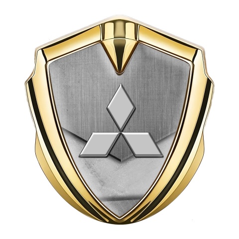 Mitsubishi Metal Emblem Self Adhesive Gold Stone Pattern Clean Logo