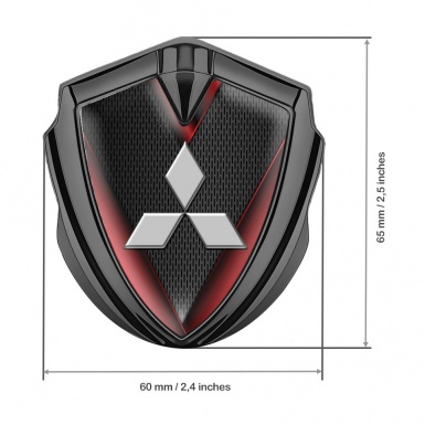 Mitsubishi Bodyside Badge Self Adhesive Graphite Dark Mesh Red Fragments