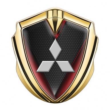 Mitsubishi Bodyside Badge Self Adhesive Gold Dark Mesh Red Fragments