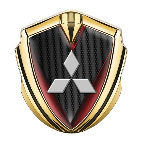 Mitsubishi Bodyside Badge Self Adhesive Gold Dark Mesh Red Fragments