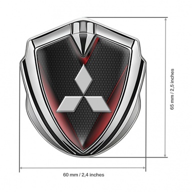 Mitsubishi Bodyside Badge Self Adhesive Silver Dark Mesh Red Fragments