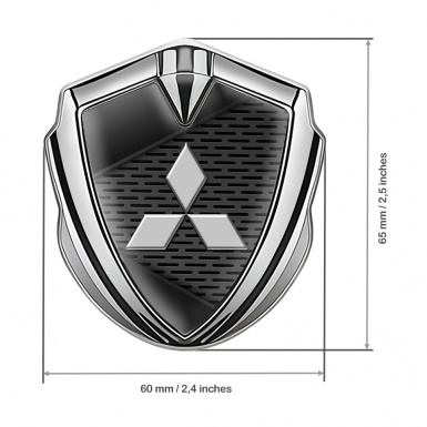 Mitsubishi Emblem Badge Self Adhesive Silver Dark Fragments Edition