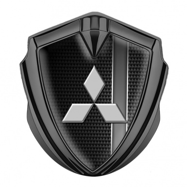 Mitsubishi Emblem Trunk Badge Graphite Black Carbon Grey Gradient Stripe