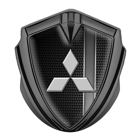Mitsubishi Emblem Trunk Badge Graphite Black Carbon Grey Gradient Stripe
