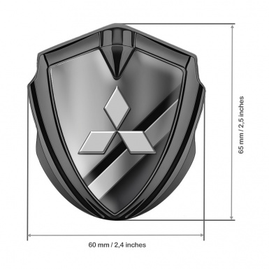 Mitsubishi Trunk Emblem Badge Graphite Polished Texture Grey Clean Edition