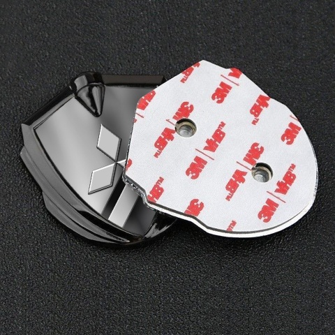 Mitsubishi Trunk Emblem Badge Graphite Polished Texture Grey Clean Edition