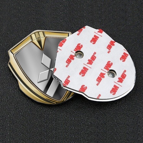 Mitsubishi Trunk Emblem Badge Gold Polished Texture Grey Clean Edition