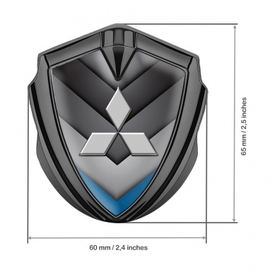 Mitsubishi Emblem Car Badge Graphite Grey Blue Pattern Classic Logo