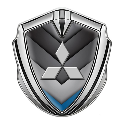 Mitsubishi Emblem Car Badge Silver Grey Blue Pattern Classic Logo