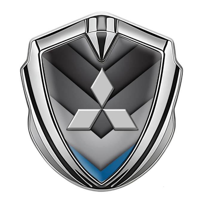 Mitsubishi Emblem Car Badge Silver Grey Blue Pattern Classic Logo