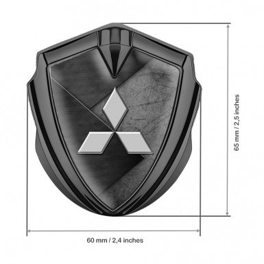Mitsubishi Bodyside Domed Emblem Graphite Scratched Texture Grey Logo