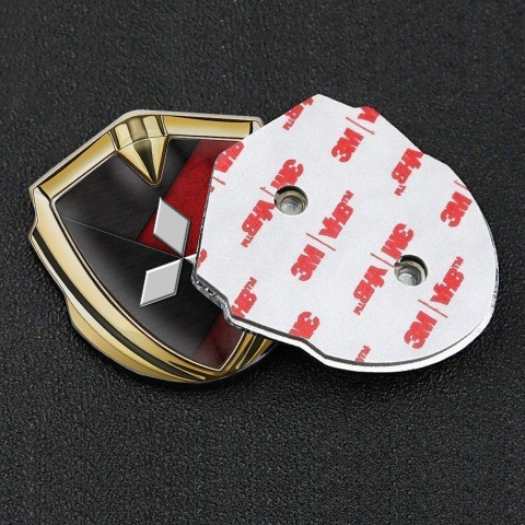 Mitsubishi Bodyside Emblem Self Adhesive Gold Red Texture Black Design