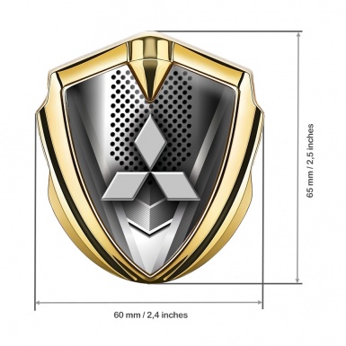 Mitsubishi Metal Emblem Self Adhesive Gold Metallic Grille Clean Logo