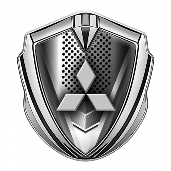 Mitsubishi Metal Emblem Self Adhesive Silver Metallic Grille Clean Logo