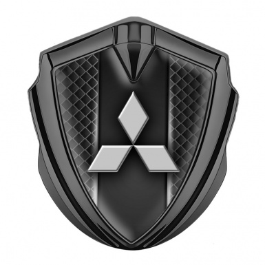 Mitsubishi Metal 3D Domed Emblem Graphite Dark Cells Glow Effect Motif