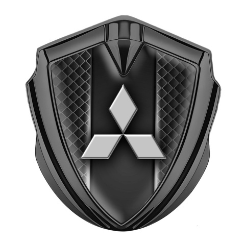 Mitsubishi Metal 3D Domed Emblem Graphite Dark Cells Glow Effect Motif