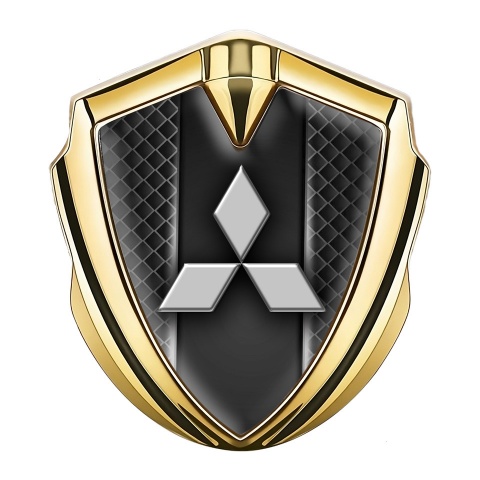 Mitsubishi Metal 3D Domed Emblem Gold Dark Cells Glow Effect Motif