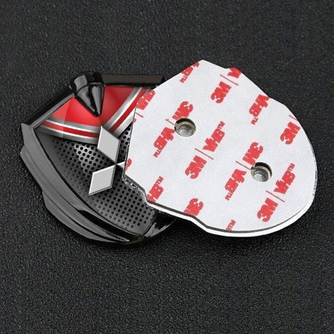 Mitsubishi Bodyside Badge Self Adhesive Graphite Dark Mesh Red Crest