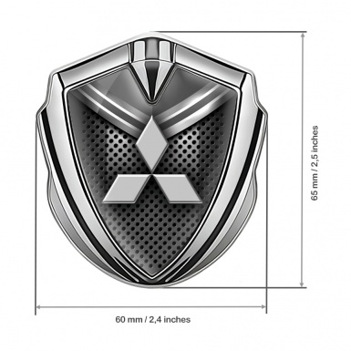 Mitsubishi Emblem Badge Self Adhesive Silver Metal Grate Grey Crest