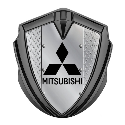 Mitsubishi Emblem Trunk Badge Graphite Metal Treadplate Black Edition