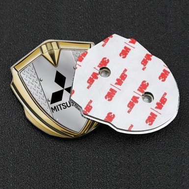 Mitsubishi Emblem Trunk Badge Gold Metal Treadplate Black Edition