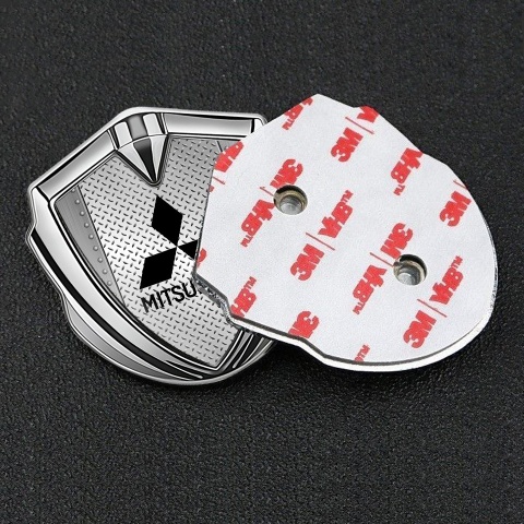Mitsubishi Emblem Self Adhesive Silver Metal Rivets Treadplate Design