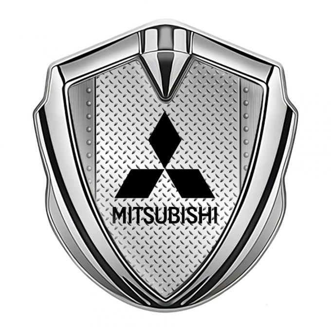 Mitsubishi Emblem Self Adhesive Silver Metal Rivets Treadplate Design