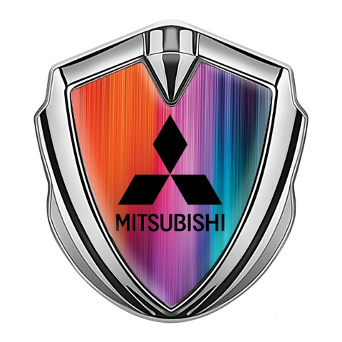Mitsubishi Bodyside Emblem Badge Silver Color Gradient Black Logo
