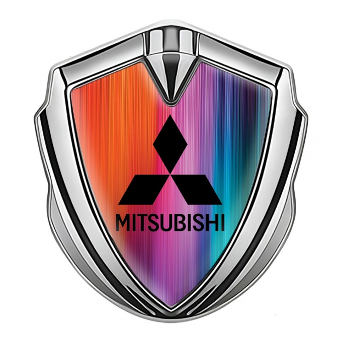 Mitsubishi Bodyside Emblem Badge Silver Color Gradient Black Logo