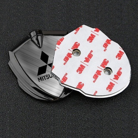 Mitsubishi Trunk Emblem Badge Graphite Brushed Aluminum Black Edition