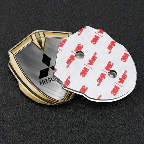 Mitsubishi Trunk Emblem Badge Gold Brushed Aluminum Black Edition