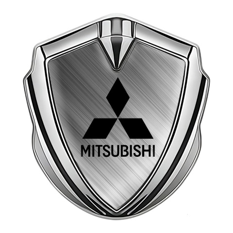 Mitsubishi Trunk Emblem Badge Silver Brushed Aluminum Black Edition