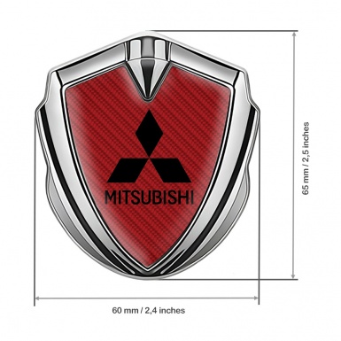 Mitsubishi Bodyside Emblem Self Adhesive Silver Red Carbon Black Logo