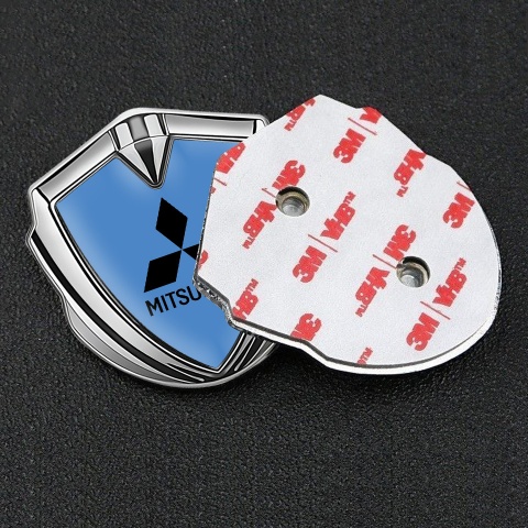 Mitsubishi Bodyside Badge Self Adhesive Silver Glacial Blue Black Logo