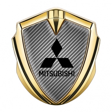 Mitsubishi Emblem Badge Self Adhesive Gold Light Carbon Black Logo