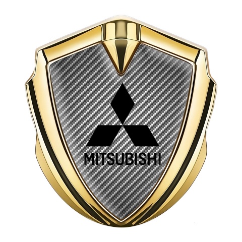 Mitsubishi Emblem Badge Self Adhesive Gold Light Carbon Black Logo