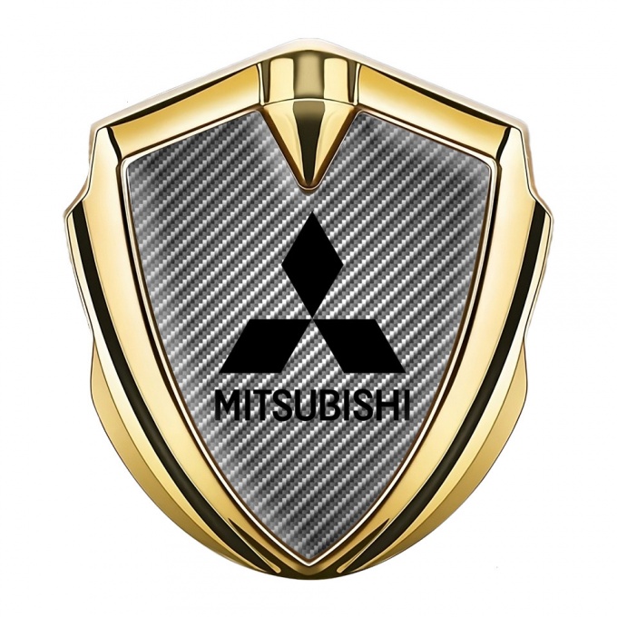 Mitsubishi Emblem Badge Self Adhesive Gold Light Carbon Black Logo