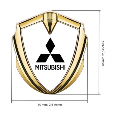 Mitsubishi Emblem Trunk Badge Gold White Pearl Base Black Edition