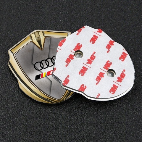 Audi RS6 Bodyside Emblem Badge Gold Polished Curved Metal Edition